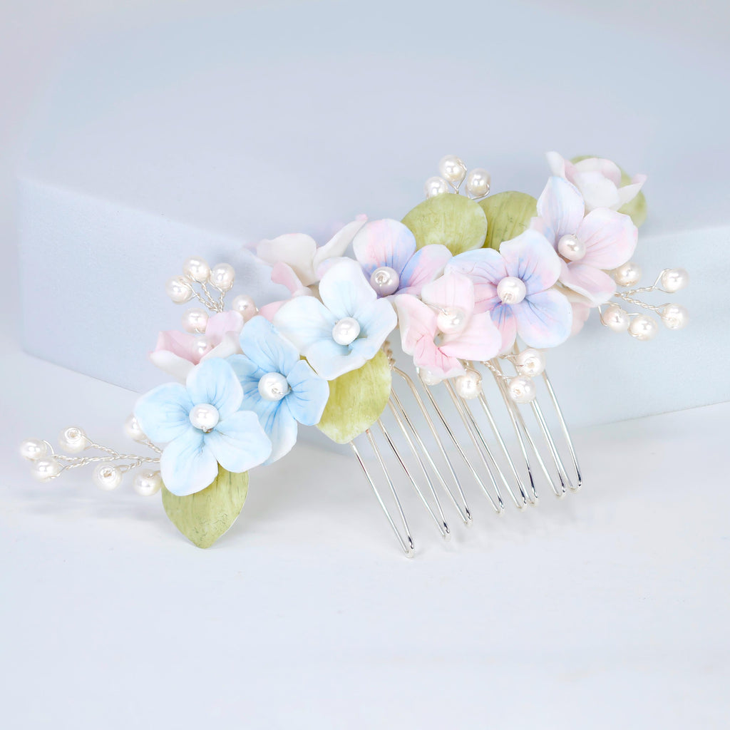 Porcelain/Ceramic Spring Serenade Hair comb, Bridal Hair piece, Bridal Hair Accessories, Wedding Hair Accessory.