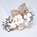 Swarovski Crystal Porcelain White Flower Heirloom Grace Bridal Hair Clip, Bridesmaid Gift, Wedding Hair Accessory.