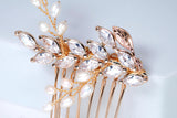 CZ Freshwater Pearl Dusted Embers of a Kiss Bridal Hair Comb, Bridal Hair Accessories, Wedding Hair Accessory.