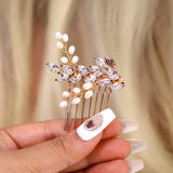 CZ Freshwater Pearl Dusted Embers of a Kiss Bridal Hair Comb, Bridal Hair Accessories, Wedding Hair Accessory.