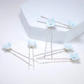 Porcelain Floral Set Of 6 Faux Pearl Poetry in Petals Hair Pins Set , Ceramic Hair pins Set, Bridal Hair Accessories