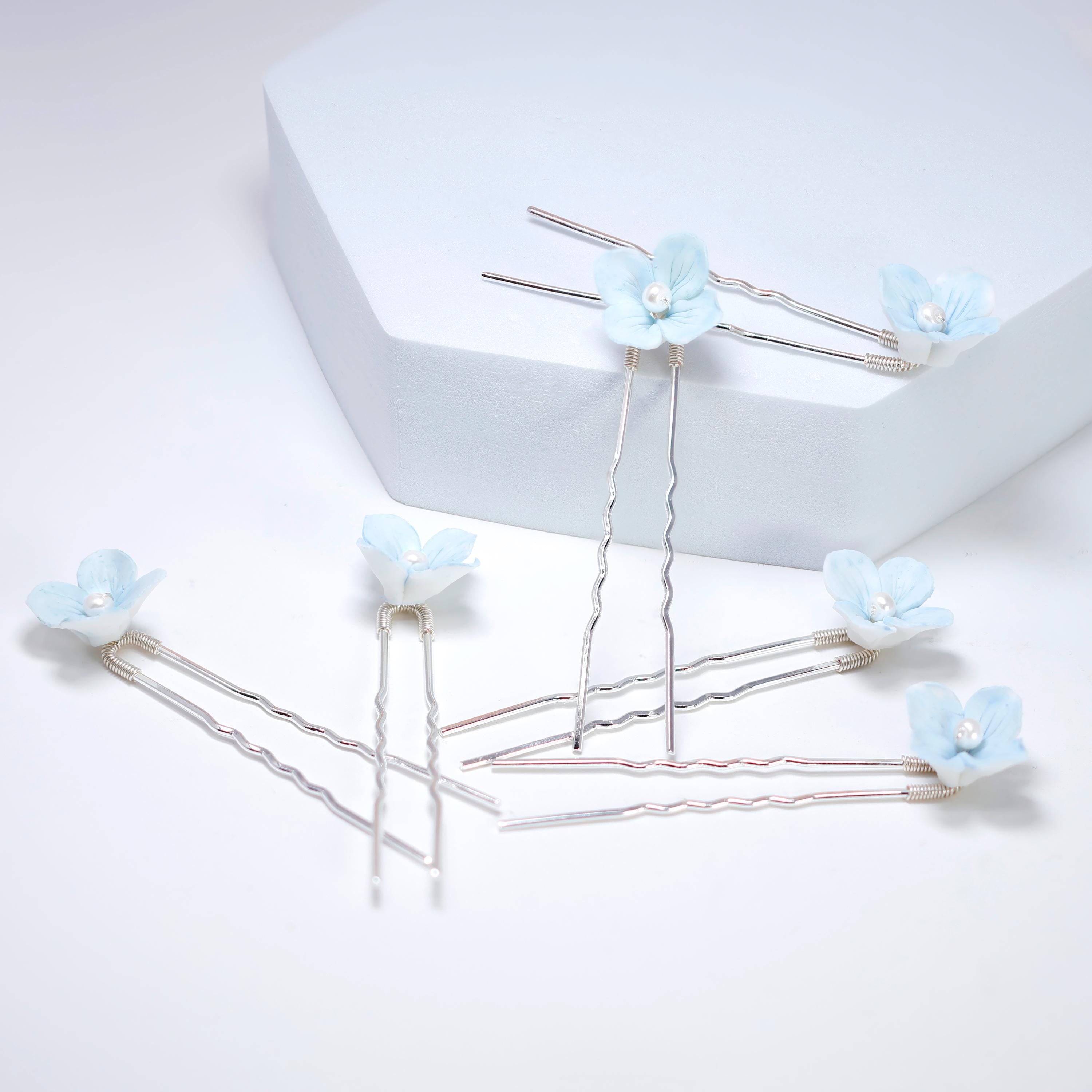 Porcelain Floral Set Of 6 Faux Pearl Poetry in Petals Hair Pins Set , Ceramic Hair pins Set, Bridal Hair Accessories