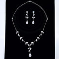 CZ Echoes of the Enchanted Vine Necklace Set, Long Bridal Jewelry, Bridal Earrings And Necklace, Statement Earrings Cz Necklace Set.