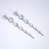 CZ Bezel Bloom Tassels Diamond earrings, Bridal Jewelry Bridal Earrings Crystal Bridal Earrings Statement earrings
