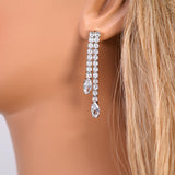 CZ Dainty Crystal Empress Necklace and Earrings Set, Long Bridal Earrings And Necklace, Statement Earrings Cz Necklace Set.