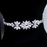 CZ Diamond Garden of Queen's Glory Jewelry Set, Long Bridal Earrings, Bracelet, Ring And Necklace, Statement Earrings Cz Necklace Set.