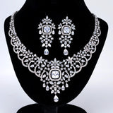 CZ Diamond Queen’s Legacy Set Jewelry Set, Long Bridal Earrings, Bracelet, Ring And Necklace, Statement Earrings Cz Necklace Set.