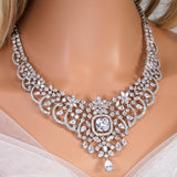CZ Diamond Queen’s Legacy Set Jewelry Set, Long Bridal Earrings, Bracelet, Ring And Necklace, Statement Earrings Cz Necklace Set.