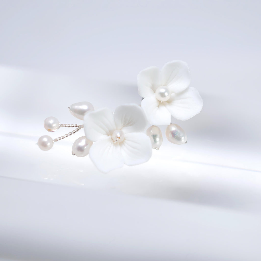 Floral Petal & Pearl Bridal Earring, Bridal Earrings, Dangle earring, Natural Cultured Pearl Earring