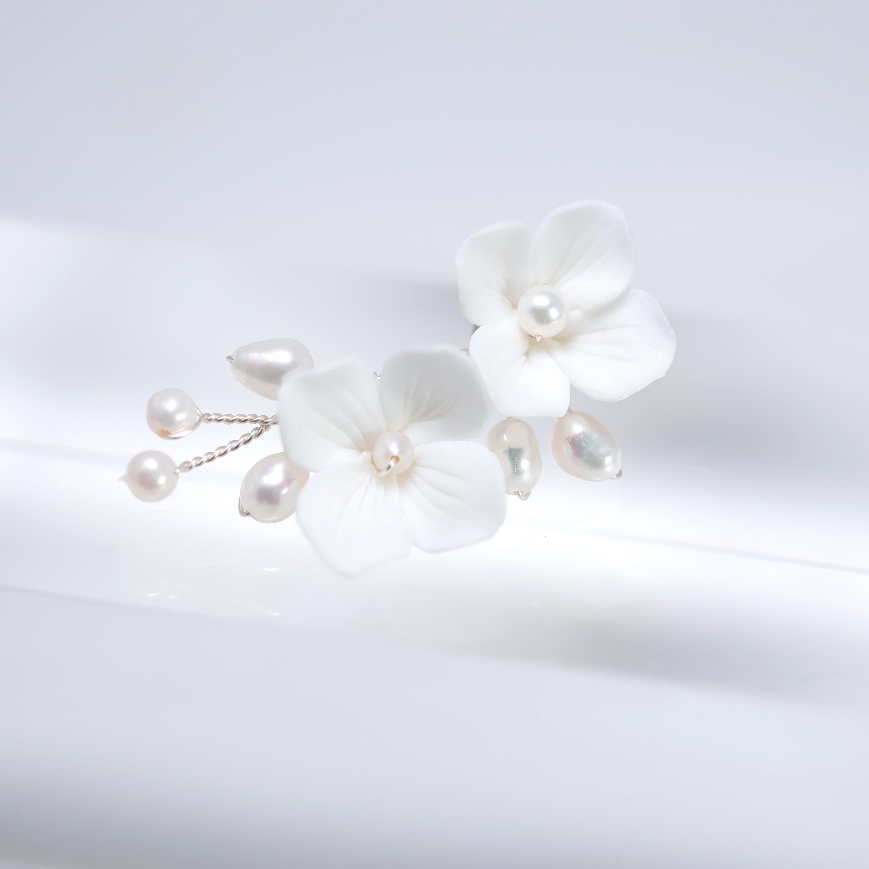 Floral Petal & Pearl Bridal Earring, Bridal Earrings, Dangle earring, Natural Cultured Pearl Earring