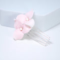 Porcelain Floral Faux Pearl Pastel Bloom Hair Comb, Ceramic Hair pins Set, Bridal Hair Accessories