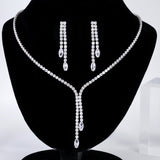 CZ Dainty Crystal Empress Necklace and Earrings Set, Long Bridal Earrings And Necklace, Statement Earrings Cz Necklace Set.