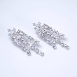 CZ Diamond Fountain of Elegance Jewelry Set, Long Bridal Earrings, Bracelet, Ring And Necklace, Statement Earrings Cz Necklace Set.