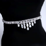 CZ Diamond Fountain of Elegance Jewelry Set, Long Bridal Earrings, Bracelet, Ring And Necklace, Statement Earrings Cz Necklace Set.