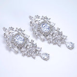 CZ Diamond Queen’s Legacy Set Jewelry Set, Long Bridal Earrings, Bracelet, Ring And Necklace, Statement Earrings Cz Necklace Set.