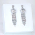 CZ Dainty Celestial Rain Diamond Tassel Drop Crystal, Diamond Leaves Earrings, Long Bridal Jewelry, Bridal Earrings, Crystal Bridal Earrings