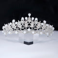 Luxury Crystals Pearl Crest Tiara Floral Leaves Queen Tiara , Bridal Crown, Crystal Wedding, Crystal Wedding Crown, Tiara Bride