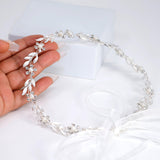 Silver Laurel Whisper Faux Pearl And Crystals Bridal Headband, Bridal Hair Vine, Delicate Headband, Hair accessories.