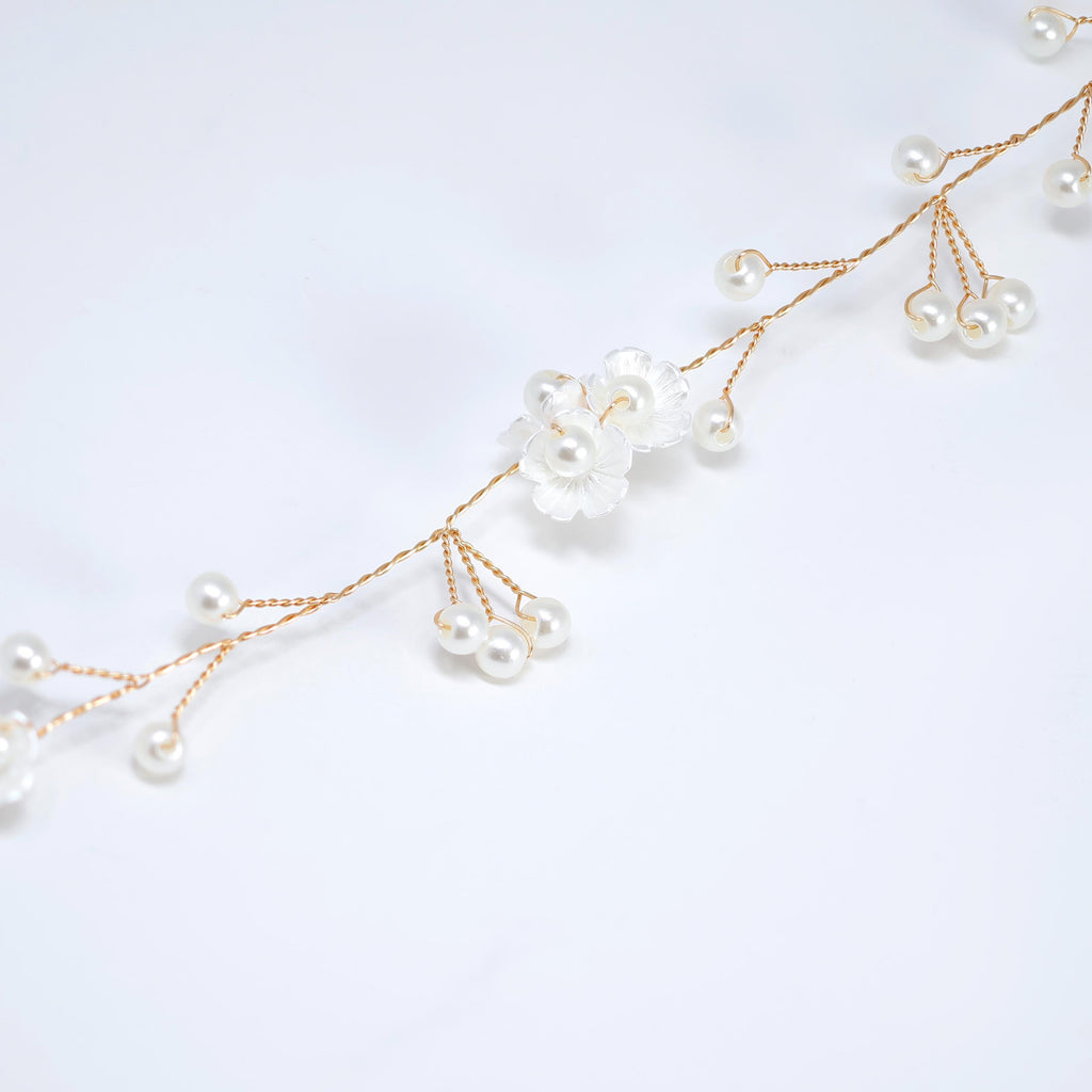 Gilded Ivory Floral Blossom Wedding Hair Vine, Bridal Hair Vine, Rhinestone Headband, Delicate Headband, Statement hair accessories.