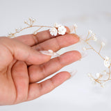 Gilded Ivory Floral Blossom Wedding Hair Vine, Bridal Hair Vine, Rhinestone Headband, Delicate Headband, Statement hair accessories.