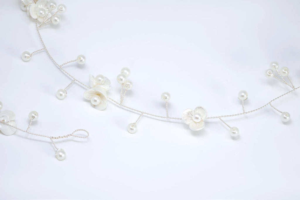 Gilded Ivory Floral Blossom Wedding Hair Vine, Bridal Hair Vine, Rhinestone Headband, Delicate Headband, Statement hair accessories.