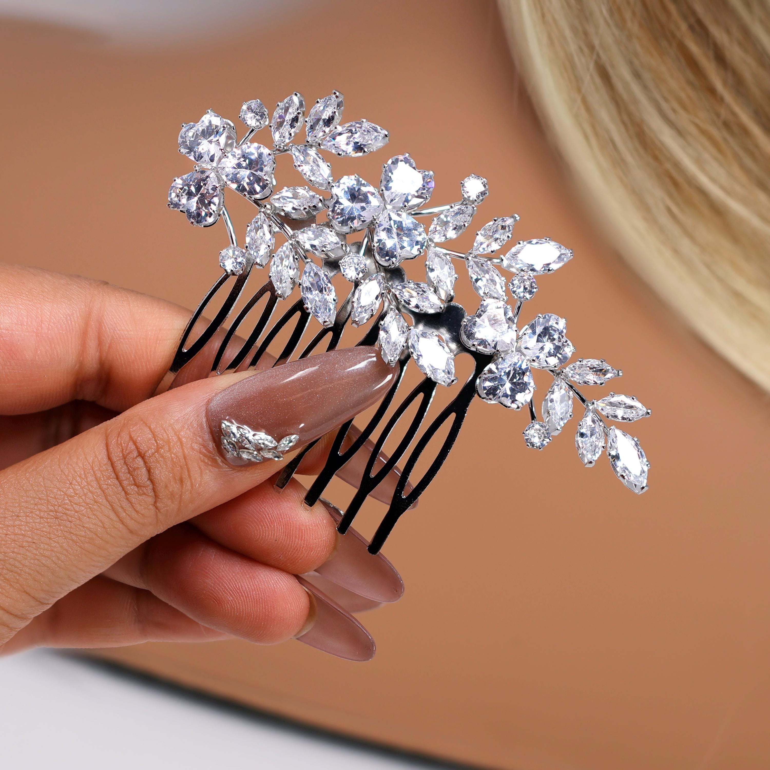 Cubic Zirconia, Diamond Dreamcatcher Petals Bridal Hair Comb, Bridal Hair Piece, Bridal Hair Accessories, Wedding Hair Accessory.