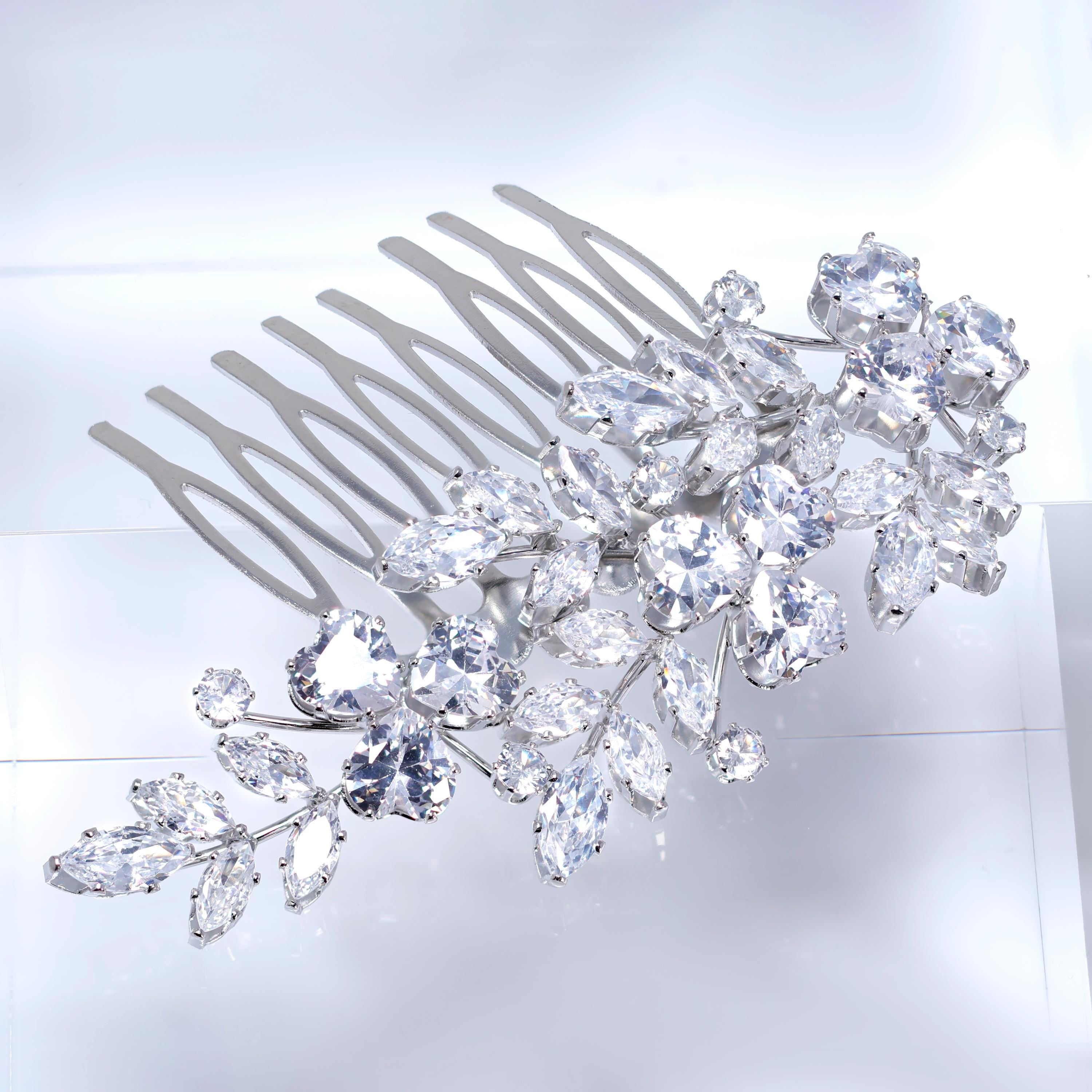 Cubic Zirconia, Diamond Dreamcatcher Petals Bridal Hair Comb, Bridal Hair Piece, Bridal Hair Accessories, Wedding Hair Accessory.