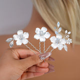 Set Of 3 Dreamy Floral Opal Bridal Hair Pins ,Bridal Hair Piece, Something Blue Hair Pins, Wedding Hair Accessory.