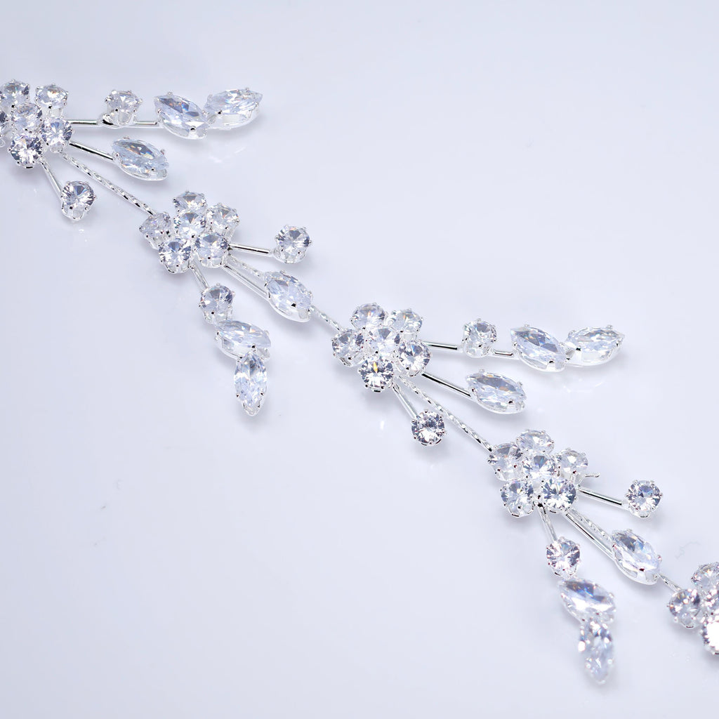 CZ Floral Diamond Kissed Branches Hair Vine Headband, Bridal Hair Vine, Rhinestone Headband, Delicate Headband, Hair accessories.