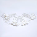 Ceramic White Flower Blossom Faux Pearl Set Of 4 Dainty Hair comb, Bridal Hair piece, Bridal Hair Accessories, Wedding Hair Accessory.
