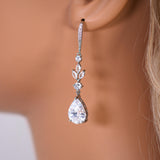 Cubic Zirconia Dewdrops Before Dawn Diamond Earrings, Long Bridal Jewelry, Bridal Earrings, Crystal Bridal Earrings, Statement Earrings Cz
