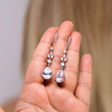 Cubic Zirconia Dewdrops Before Dawn Diamond Earrings, Long Bridal Jewelry, Bridal Earrings, Crystal Bridal Earrings, Statement Earrings Cz