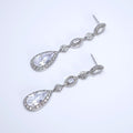 Cubic Zirconia Petals Beneath the Stars Diamond Earrings, Long Bridal Jewelry, Crystal Bridal Earrings, Statement Earrings Cz