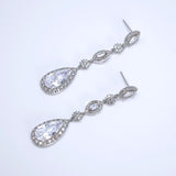 Cubic Zirconia Petals Beneath the Stars Diamond Earrings, Long Bridal Jewelry, Crystal Bridal Earrings, Statement Earrings Cz