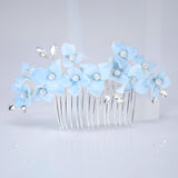 Something Blue Porcelain Flowers And Pearl Bridal Hair Comb, Bridal Hair Piece, Bridal Hair Accessories, Wedding Hair Accessory.