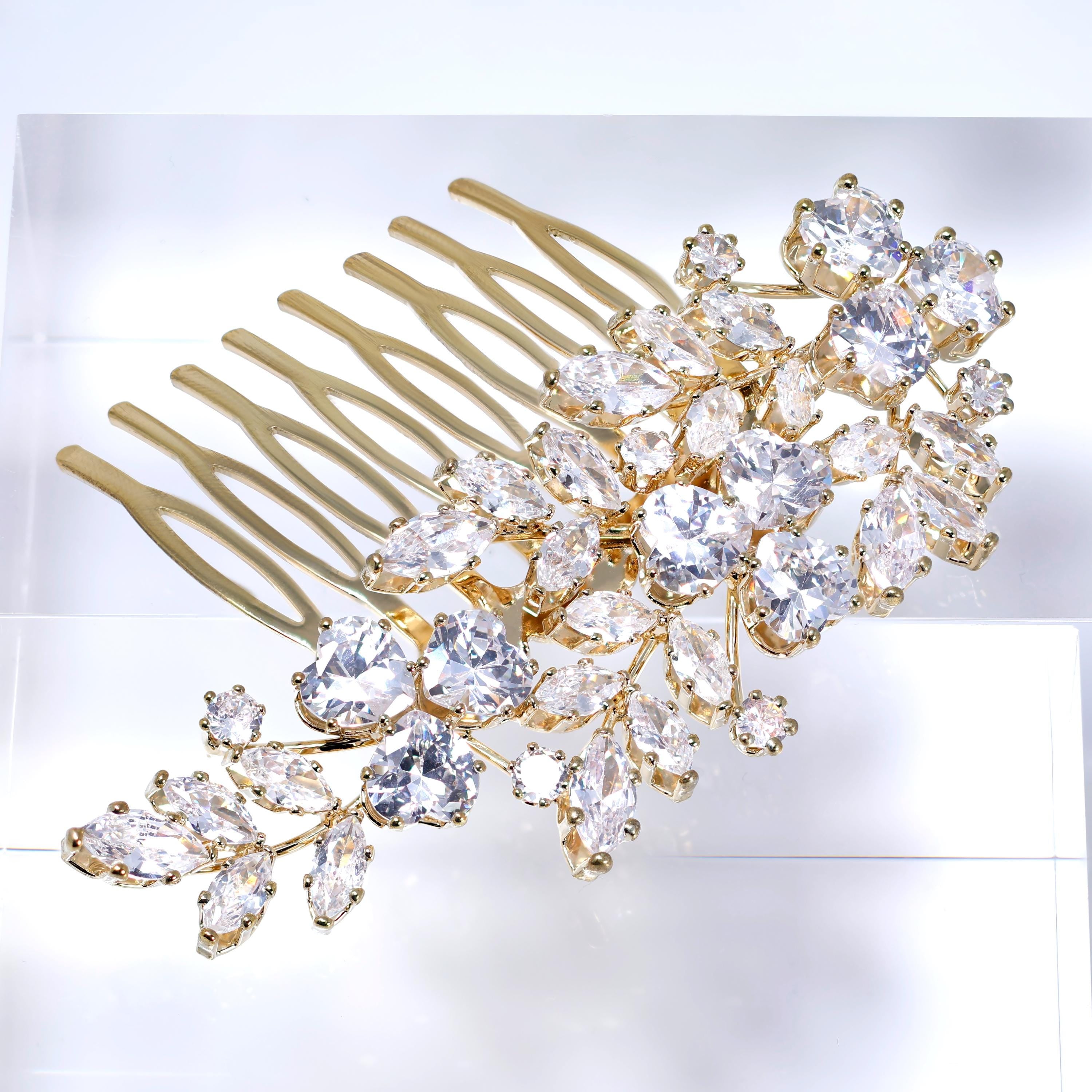 Cubic Zirconia, Diamond Dreamcatcher Petals Bridal Hair Comb, Bridal Hair Piece, Bridal Hair Accessories, Wedding Hair Accessory.