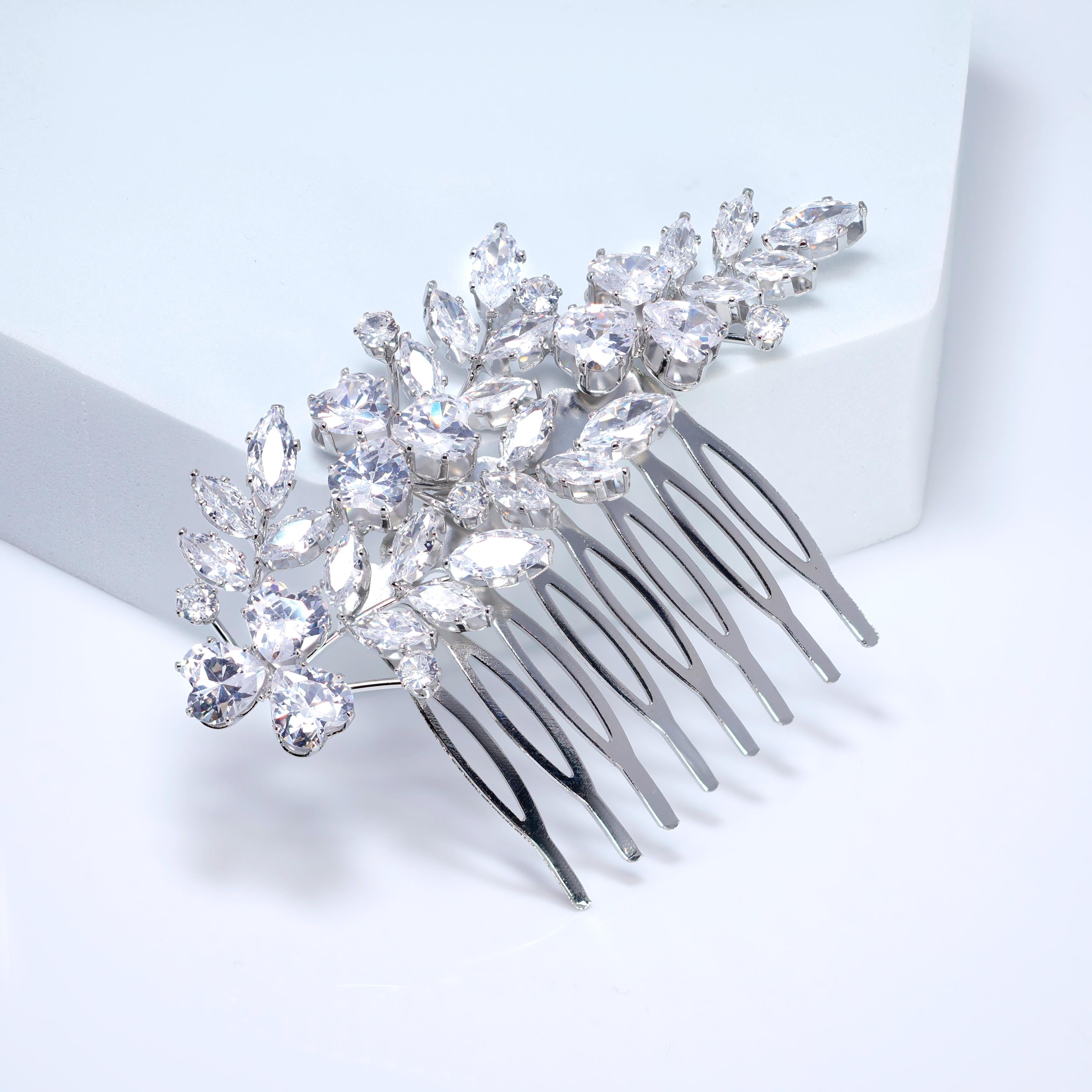 Cubic Zirconia, Diamond Dreamcatcher Petals Bridal Hair Comb, Bridal Hair Piece, Bridal Hair Accessories, Wedding Hair Accessory.