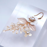 Swarovski Crystals Floral Showering Petals Bridal Earrings, Long Bridal Jewelry Bridal Earrings Clip On Earrings, Statement Earrings.