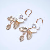 Swarovski Crystals White Floral Vine Bridal Earrings, Long Bridal Jewelry Bridal Earrings Clip On Earrings, Statement Earrings.