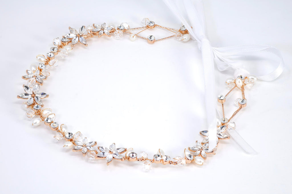 Dainty Pearl Whisper Garland Headband, Bridal Hair Vine, Delicate Headband, Hair accessories.