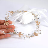 Rhinestones Dainty Gold Leafy Hair Vine Headband, Bridal Hair Vine, Delicate Headband, Hair accessories.