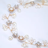 Dainty Faux Luster Pearls In Fairy's Floral Garden Bridal Headband, Bridal Hair Vine, Delicate Headband, Hair accessories.