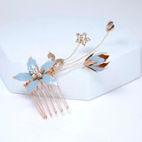 Something Blue Flowers Rhinestones And Pearl Bridal Hair Comb, Bridal Hair Piece, Bridal Hair Accessories, Wedding Hair Accessory.