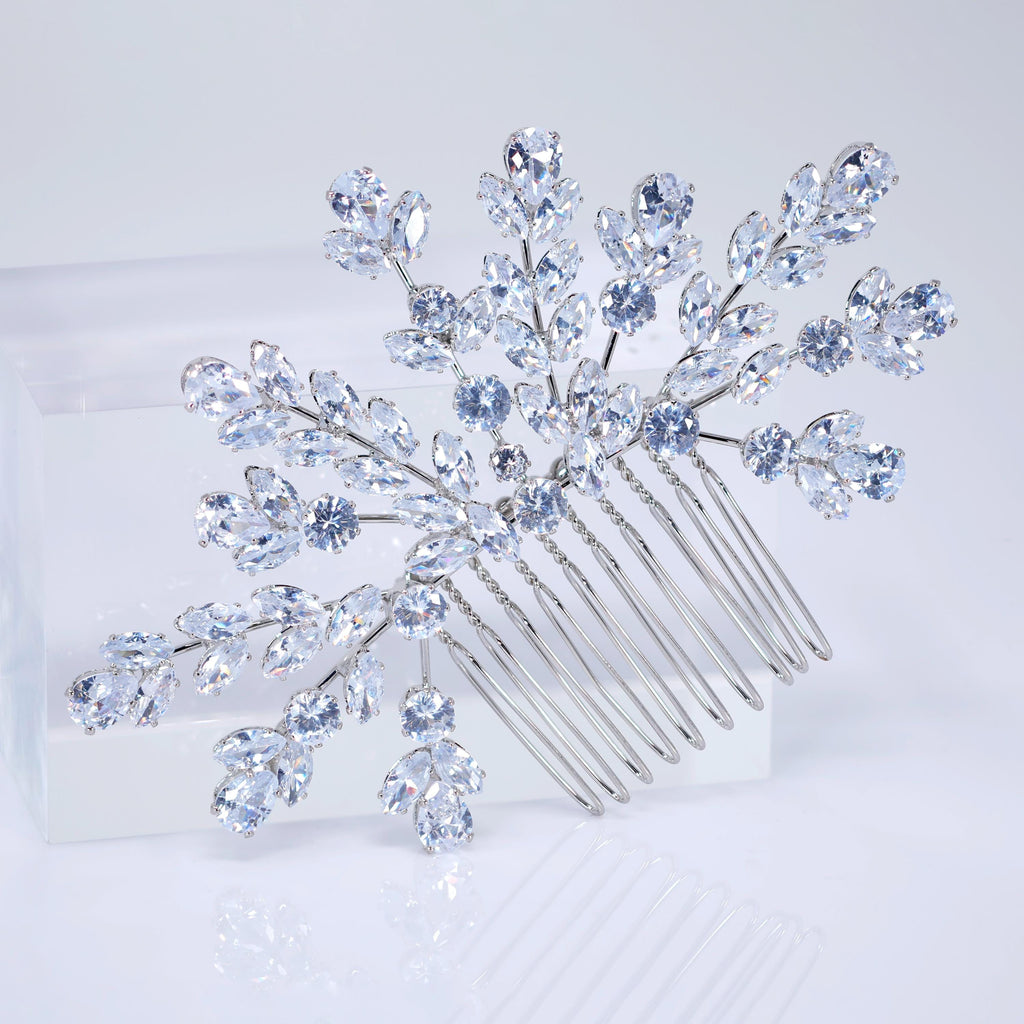 Cubic Zirconia Diamond Veil Of Blossoms Bridal Hair Comb, Bridal Hair Accessories, Wedding Hair Accessory, Bridal Hair Comb.