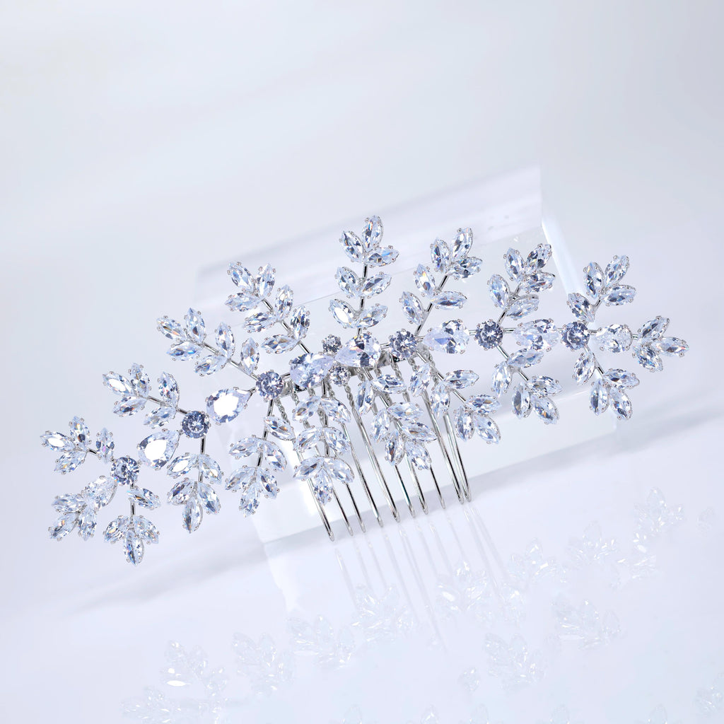 Cubic Zirconia Diamond Ever After Blossoms Bridal Hair Comb, Bridal Hair Accessories, Wedding Hair Accessory, Bridal Hair Comb.