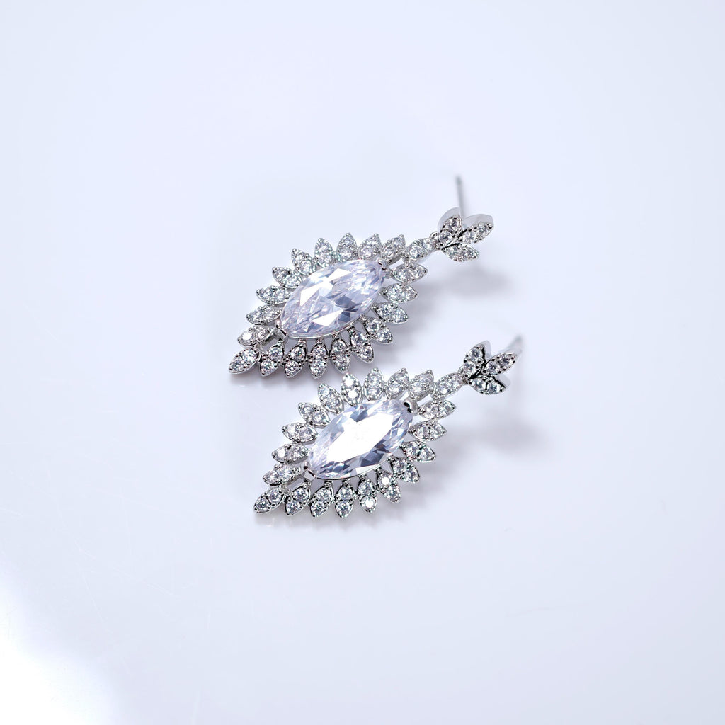 Cubic Zirconia Twilight In Your Eyes Dainty Teardrop Necklace And Earrings Set , Bridal Jewelry, Statement Earrings Cz, Necklace Set