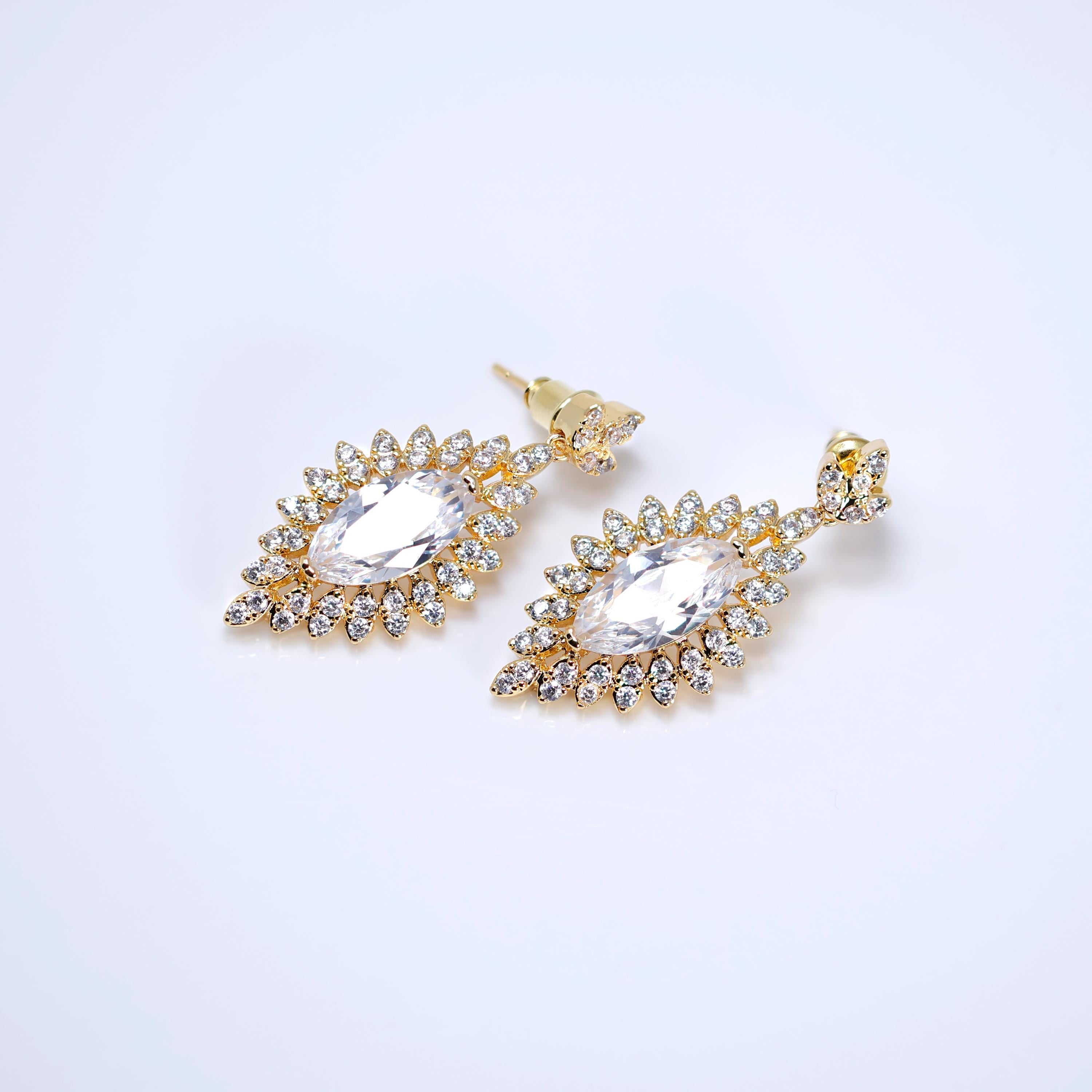 Cubic Zirconia Twilight In Your Eyes Dainty Teardrop Necklace And Earrings Set , Bridal Jewelry, Statement Earrings Cz, Necklace Set
