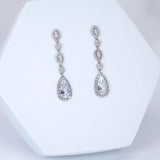 Cubic Zirconia Petals Beneath the Stars Diamond Earrings, Long Bridal Jewelry, Crystal Bridal Earrings, Statement Earrings Cz