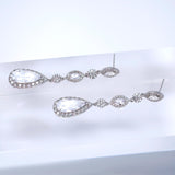 Cubic Zirconia Petals Beneath the Stars Diamond Earrings, Long Bridal Jewelry, Crystal Bridal Earrings, Statement Earrings Cz