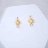CZ Golden Bellflower Dew Drop Dainty Diamond Earrings, Long Bridal Jewelry, Bridal Earrings, Crystal Bridal Earrings, Statement Earrings Cz